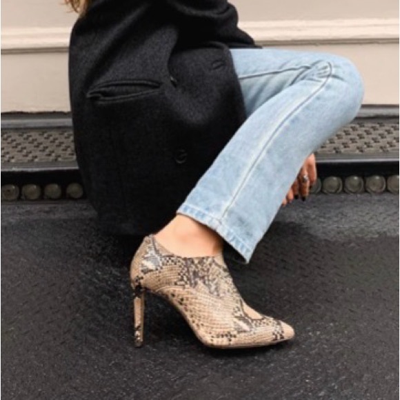 Inez Shoes - Inez booties Marisol 90 in Natural Snake Emboss